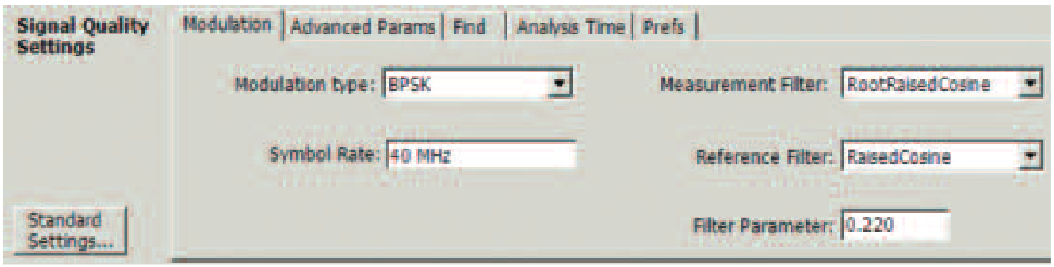 Demodulation parameter settings